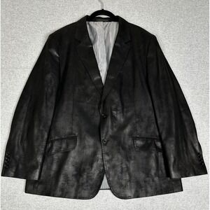 Madison Blazer Jacket Mens 46R Black Faux Leather Sport Coat‎ Two Button Lined